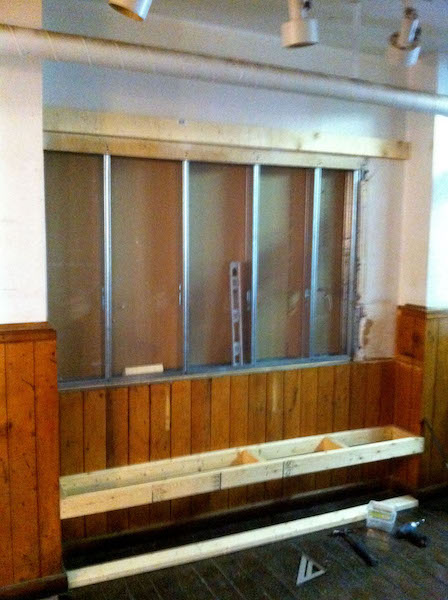 Custom built in bench - during