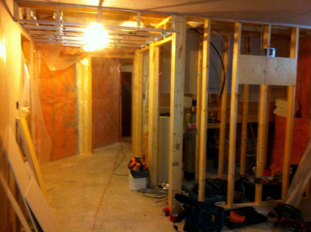 Finishing basement - during