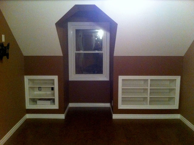 Dormer window and built-in shelves