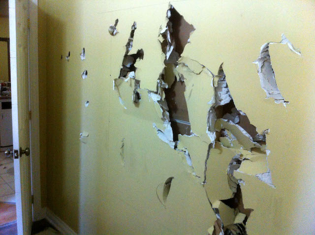 Damaged drywall